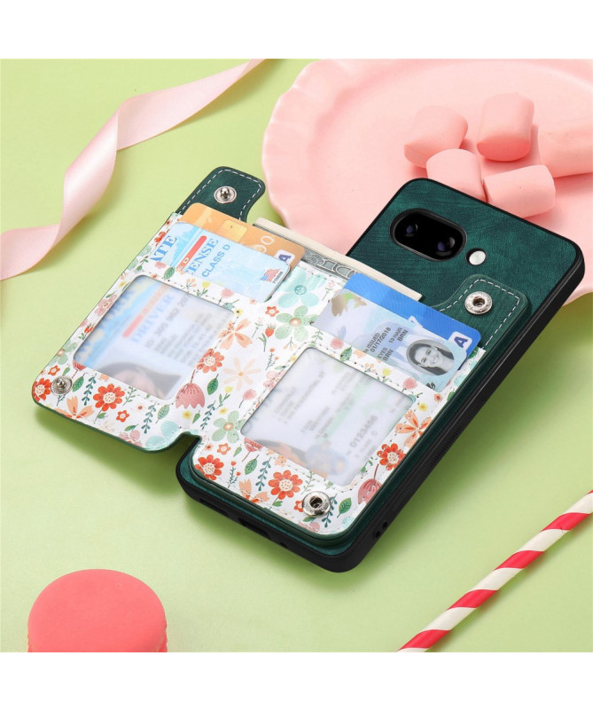 Coque Google Pixel 9a zippée fleurs RFID et support intégré