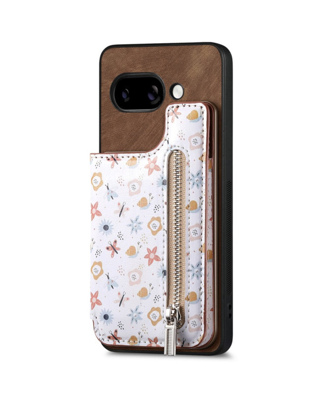 Coque Google Pixel 9a zippée fleurs RFID et support intégré