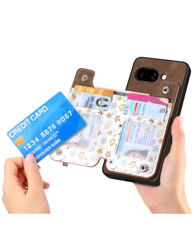 Coque Google Pixel 9a zippée fleurs RFID et support intégré