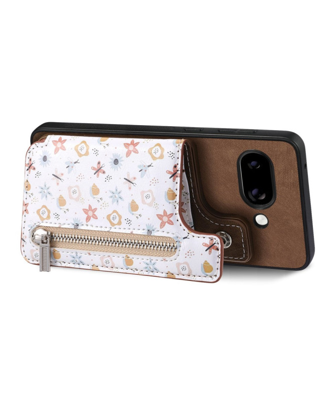 Coque Google Pixel 9a zippée fleurs RFID et support intégré