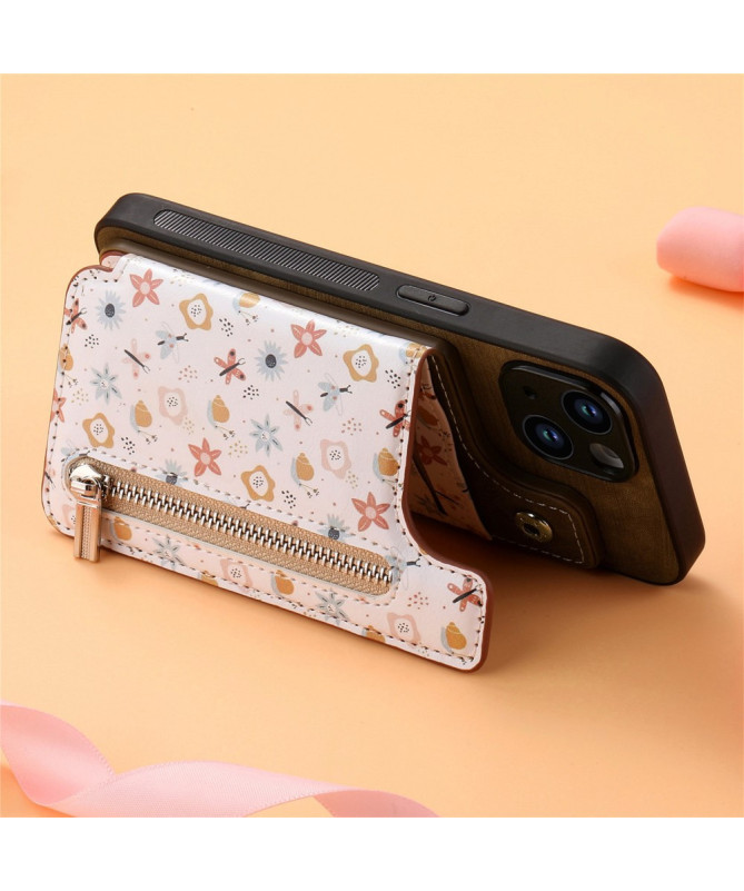 Coque Google Pixel 9a zippée fleurs RFID et support intégré