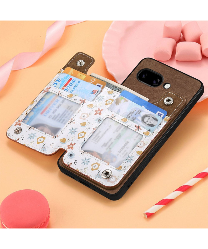 Coque Google Pixel 9a zippée fleurs RFID et support intégré