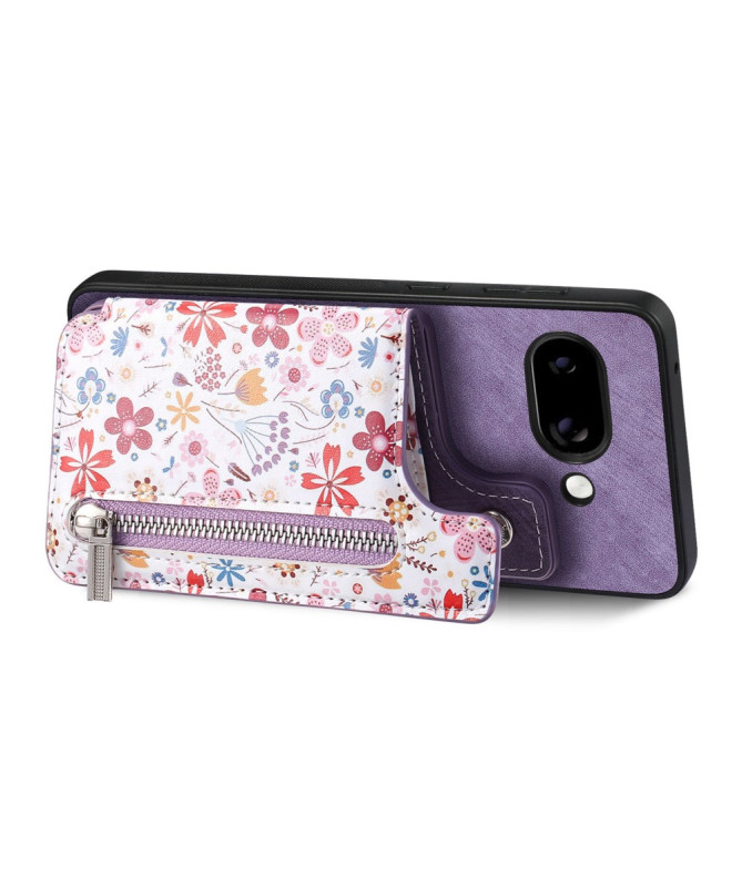 Coque Google Pixel 9a zippée fleurs RFID et support intégré