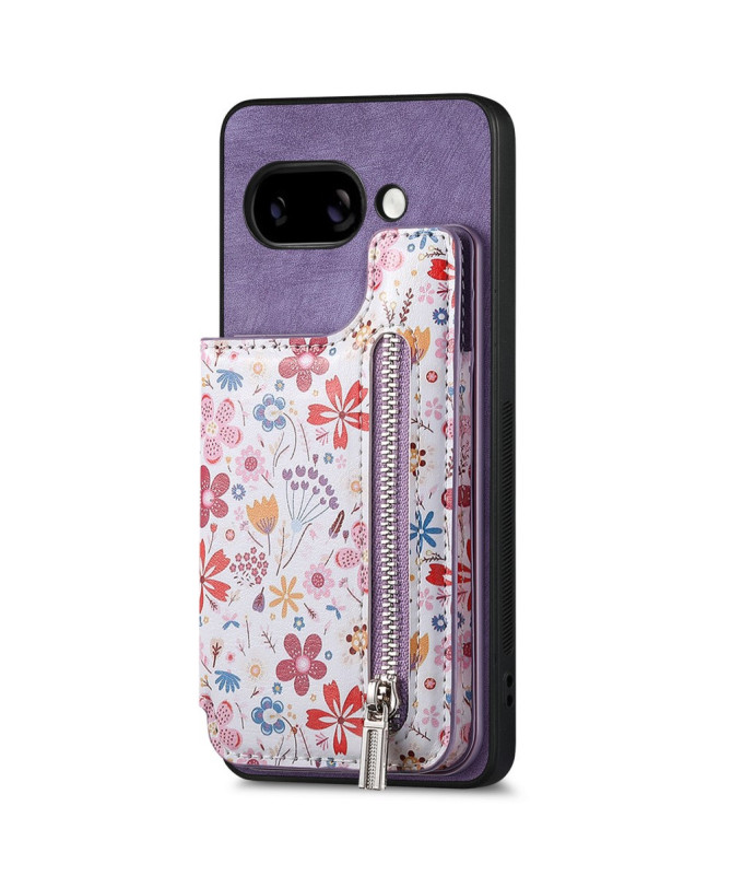 Coque Google Pixel 9a zippée fleurs RFID et support intégré