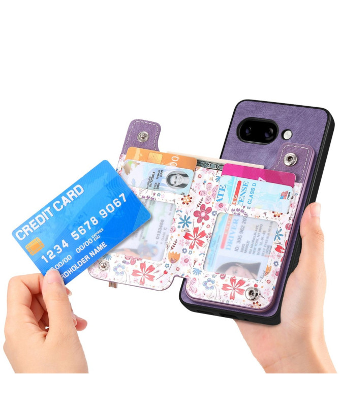 Coque Google Pixel 9a zippée fleurs RFID et support intégré