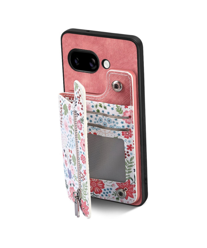 Coque Google Pixel 9a zippée fleurs RFID et support intégré