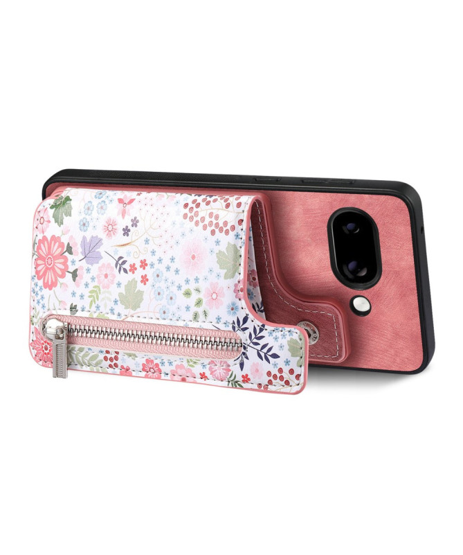 Coque Google Pixel 9a zippée fleurs RFID et support intégré
