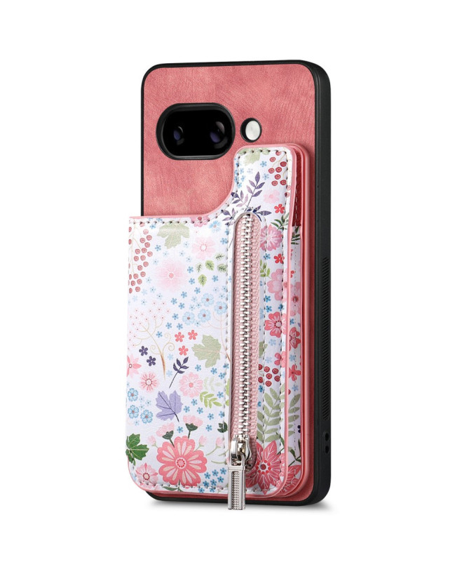 Coque Google Pixel 9a zippée fleurs RFID et support intégré