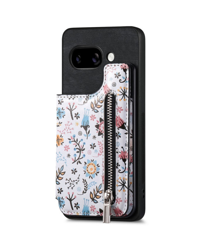 Coque Google Pixel 9a zippée fleurs RFID et support intégré