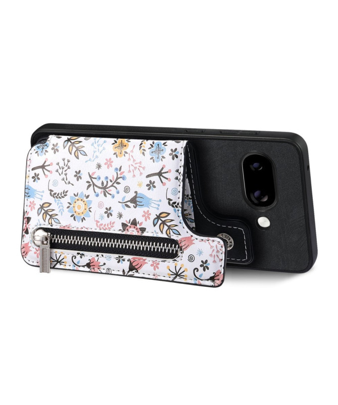 Coque Google Pixel 9a zippée fleurs RFID et support intégré