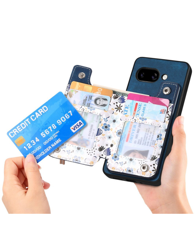 Coque Google Pixel 9a zippée fleurs RFID et support intégré