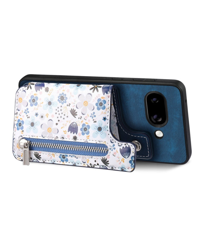 Coque Google Pixel 9a zippée fleurs RFID et support intégré