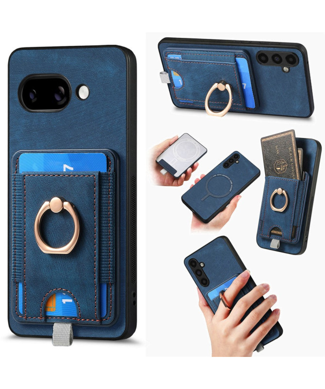 Coque Google Pixel 9a magnétique, support anneau et porte-cartes amovi