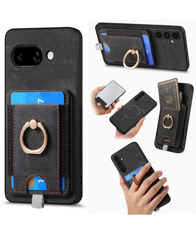 Coque Google Pixel 9a magnétique, support anneau et porte-cartes amovi