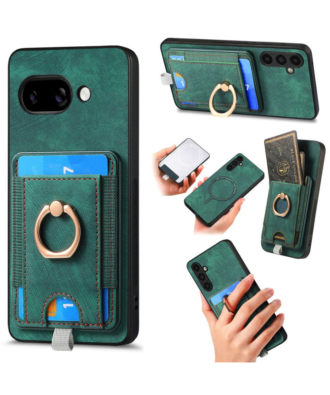 Coque Google Pixel 9a magnétique, support anneau et porte-cartes amovi