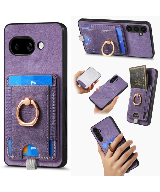 Coque Google Pixel 9a magnétique, support anneau et porte-cartes amovi