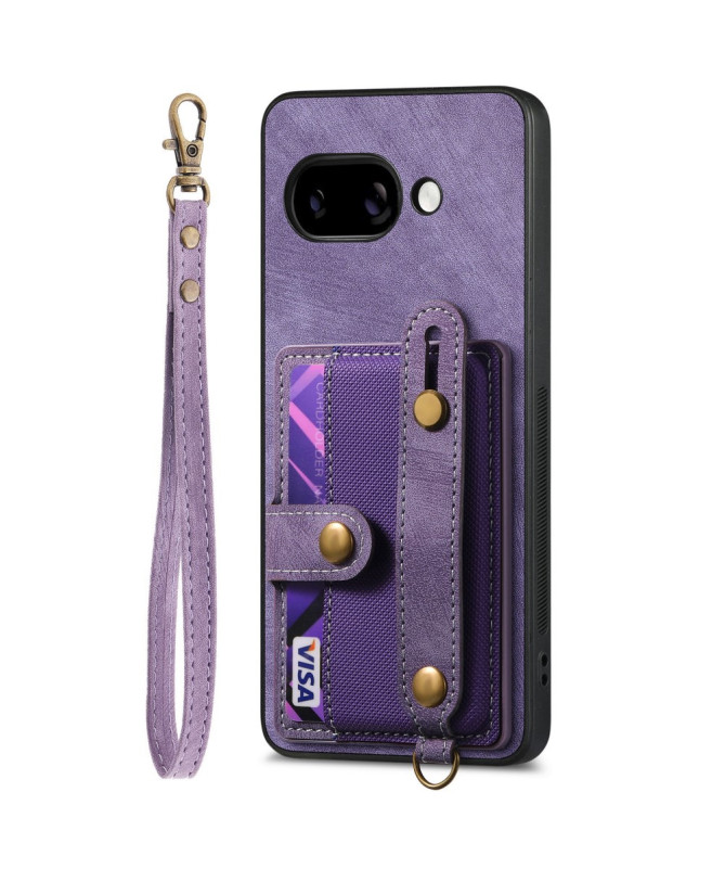 Coque Google Pixel 9a rétro, porte-cartes et sangle support