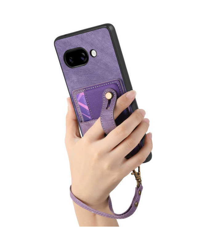 Coque Google Pixel 9a rétro, porte-cartes et sangle support