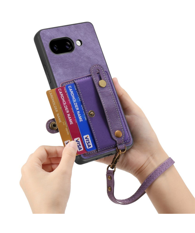 Coque Google Pixel 9a rétro, porte-cartes et sangle support
