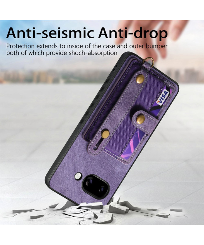 Coque Google Pixel 9a rétro, porte-cartes et sangle support