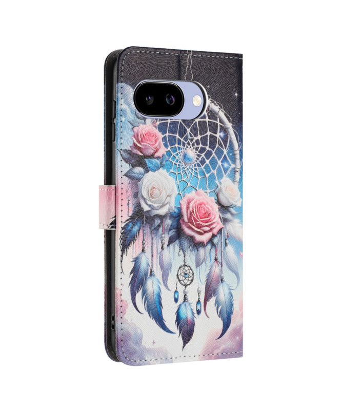 Housse Google Pixel 9a portefeuille, attrape-rêves et roses