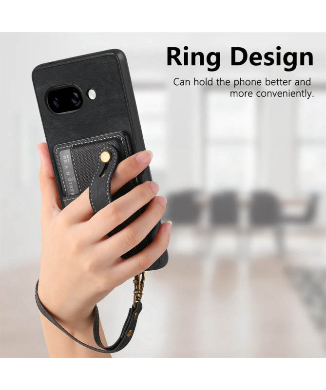 Coque Google Pixel 9a rétro, porte-cartes et sangle support