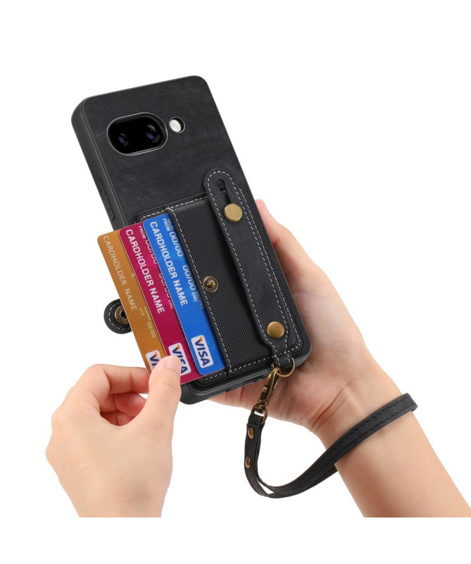Coque Google Pixel 9a rétro, porte-cartes et sangle support