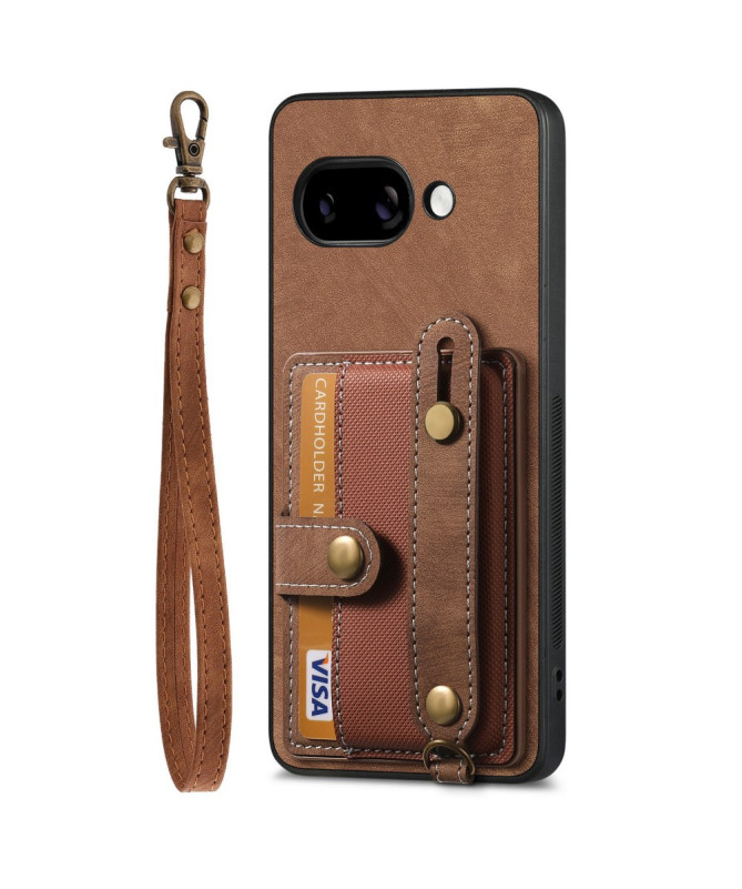 Coque Google Pixel 9a rétro, porte-cartes et sangle support