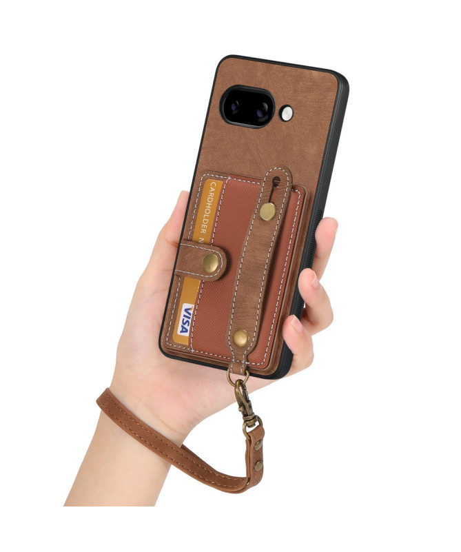 Coque Google Pixel 9a rétro, porte-cartes et sangle support