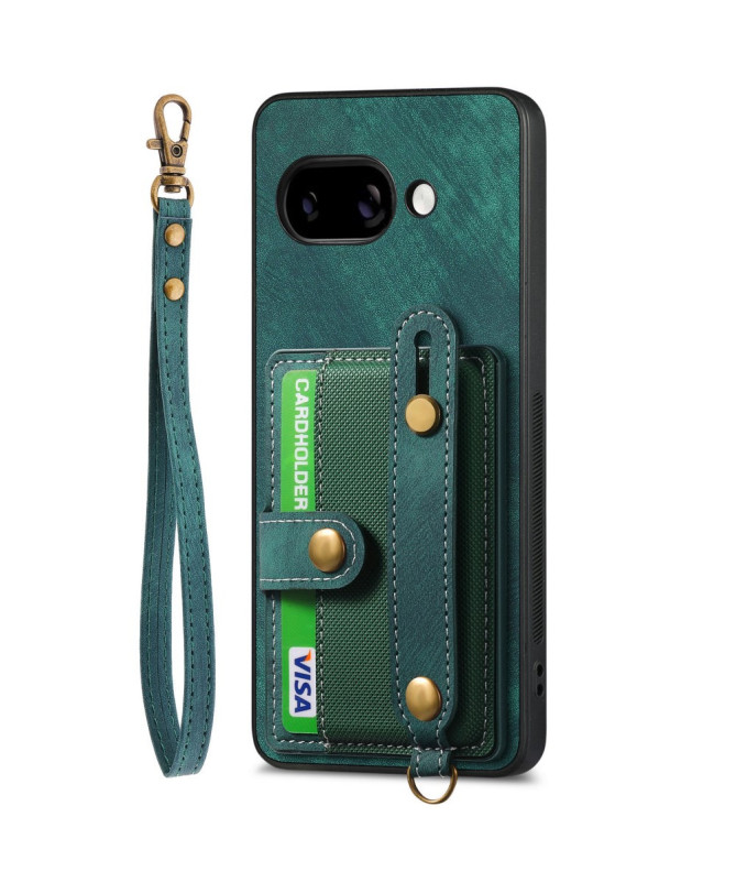 Coque Google Pixel 9a rétro, porte-cartes et sangle support