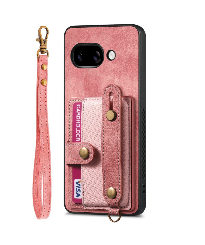 Coque Google Pixel 9a rétro, porte-cartes et sangle support