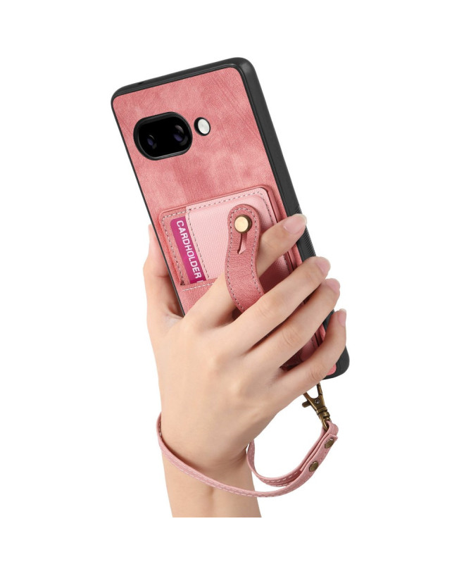 Coque Google Pixel 9a rétro, porte-cartes et sangle support