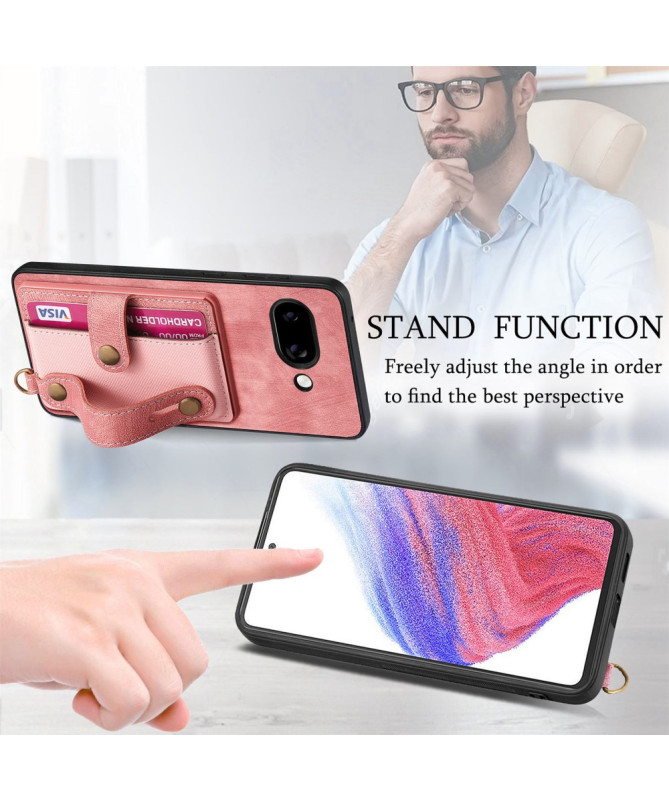 Coque Google Pixel 9a rétro, porte-cartes et sangle support