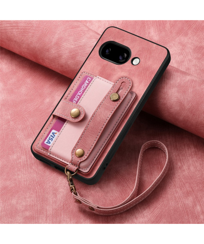 Coque Google Pixel 9a rétro, porte-cartes et sangle support