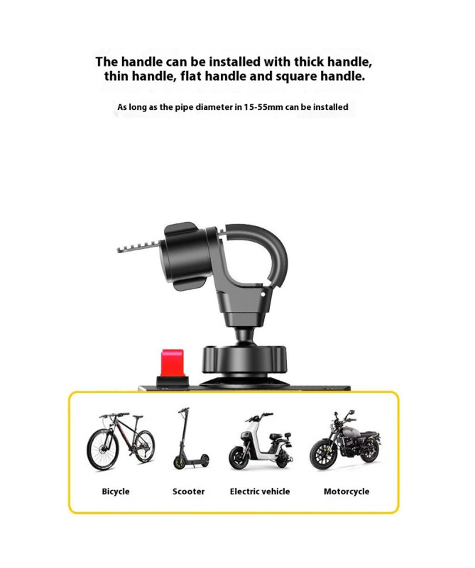 Support téléphone vélo/moto Z012, fixation guidon et rotation 360°