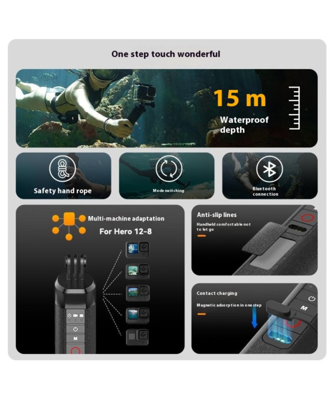 Poignée flottante télécommande pour GoPro Hero 12 à 8