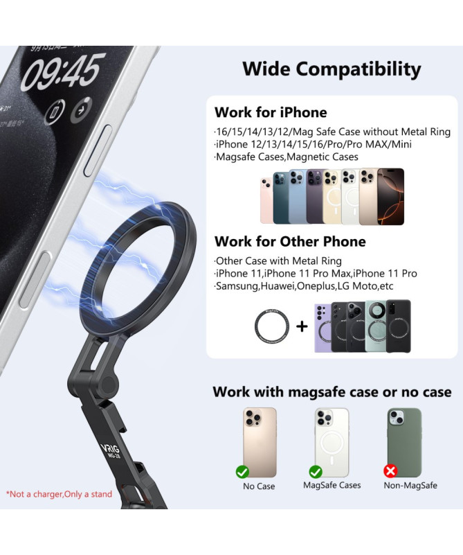 Support magnétique CW-01 MagSafe, rotatif et modulable