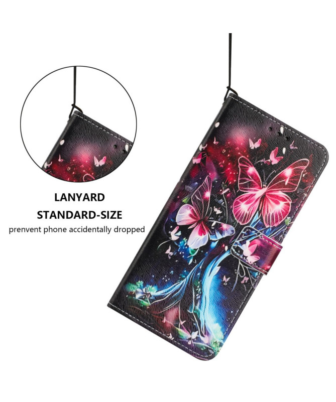 Housse iPhone 16 Plus, arbre lumineux et papillons