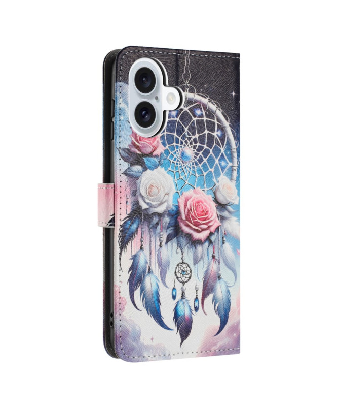 Housse iPhone 16 Plus, attrape-rêves et roses