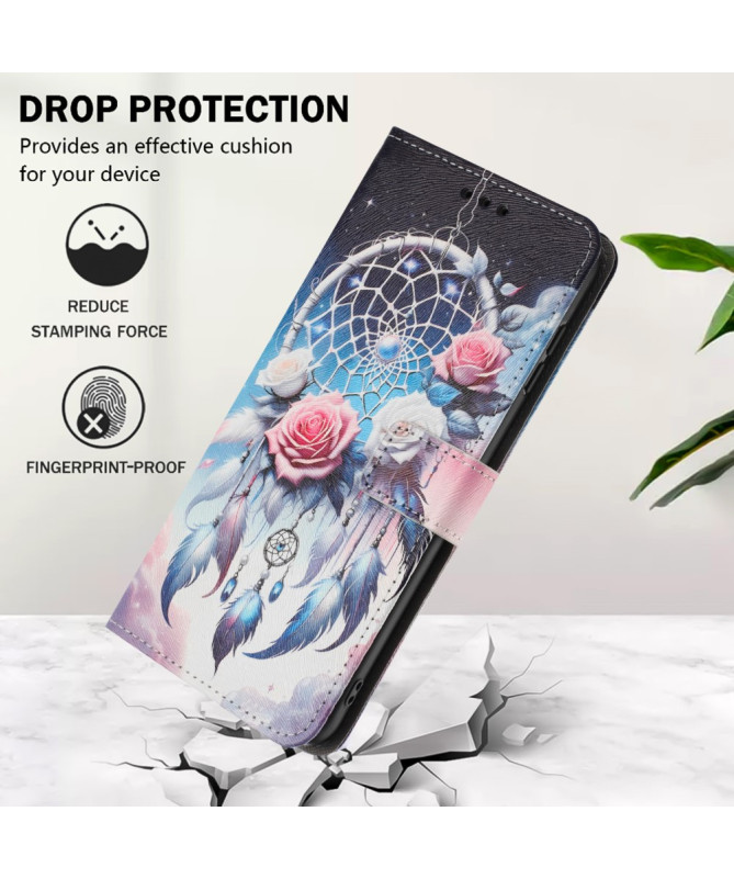 Housse iPhone 16 Plus, attrape-rêves et roses
