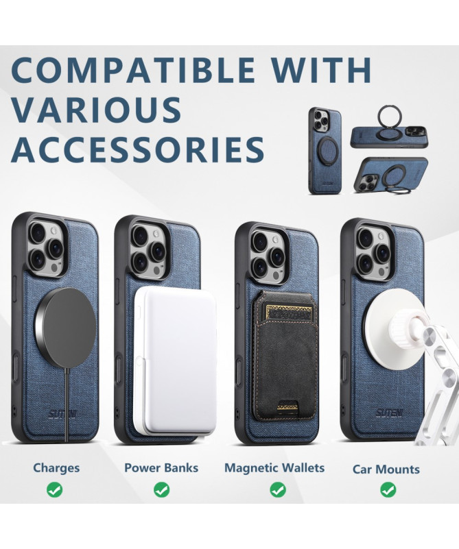 Coque iPhone 16 Pro MagSafe Anneau Rotatif | Denim