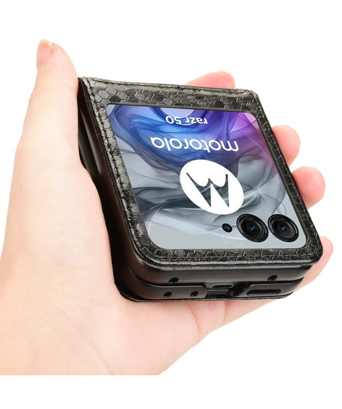 Coque Motorola Razr 60 | Étui Cuir avec Porte-Carte Intégré