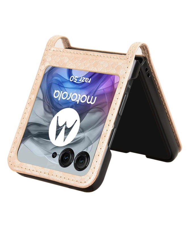 Coque Motorola Razr 60 | Étui Cuir avec Porte-Carte Intégré