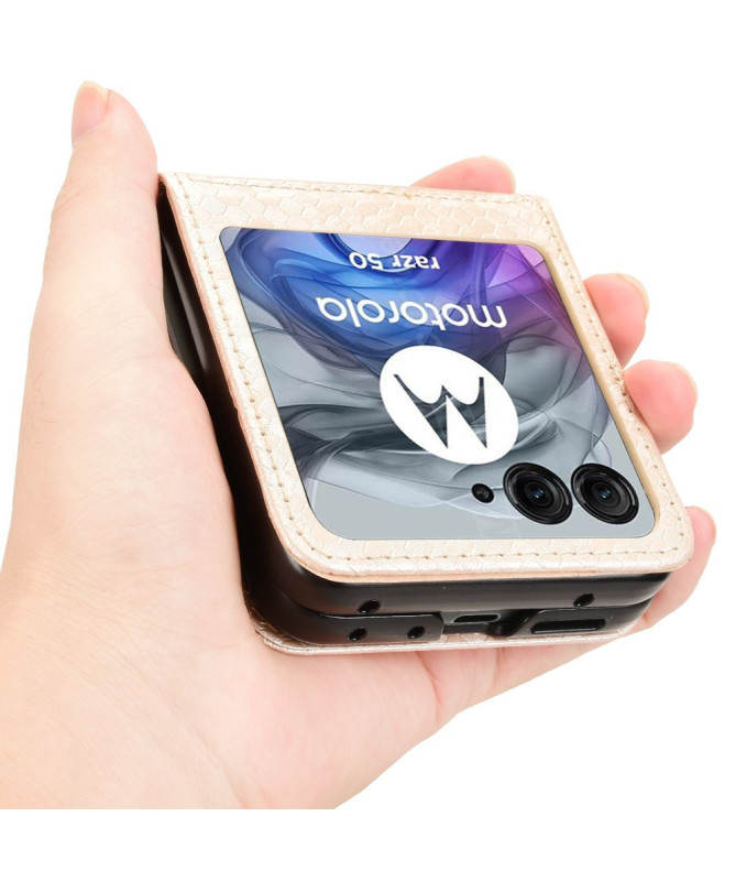 Coque Motorola Razr 60 | Étui Cuir avec Porte-Carte Intégré