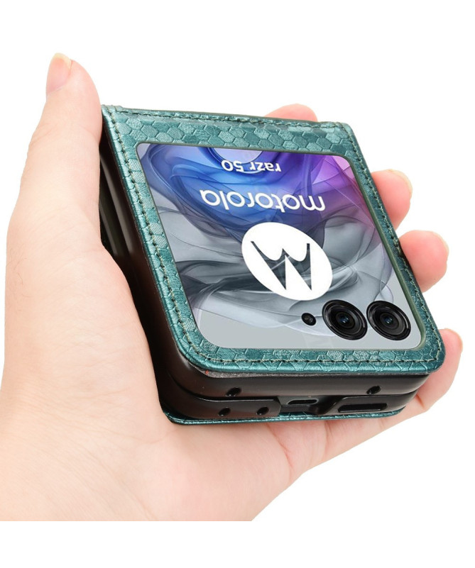 Coque Motorola Razr 60 | Étui Cuir avec Porte-Carte Intégré