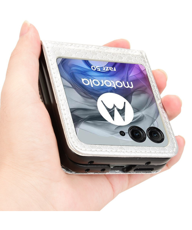Coque Motorola Razr 60 | Étui Cuir avec Porte-Carte Intégré