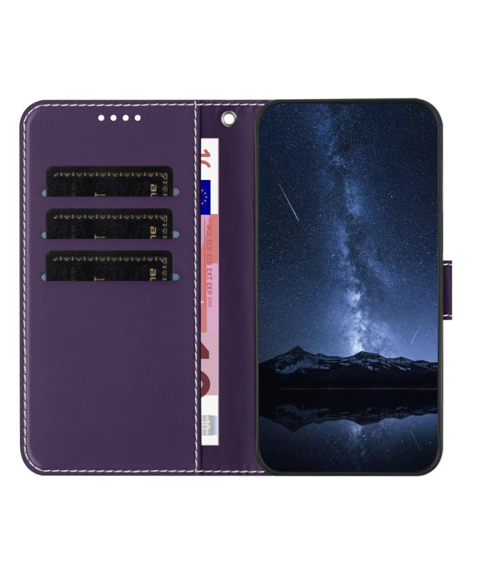 Housse Google Pixel 9a Portefeuille à Rabat Ligné avec Support Intégré