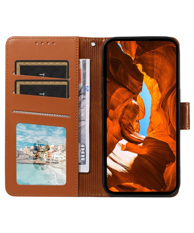 Housse Google Pixel 9a Cuir Portefeuille à Rabat avec Lanière