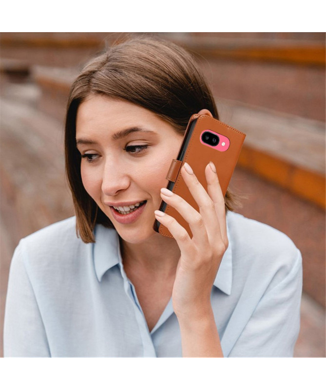 Housse Google Pixel 9a Cuir Portefeuille à Rabat avec Lanière