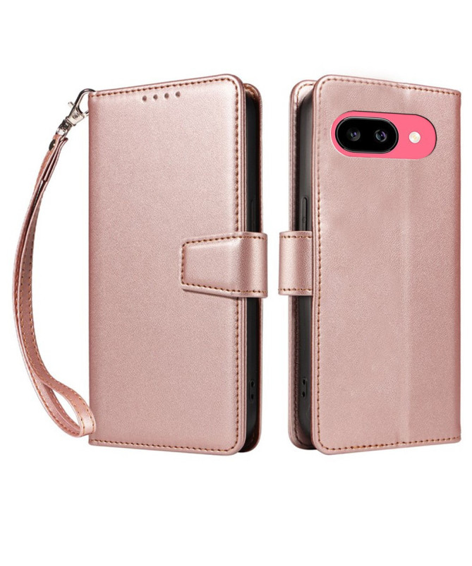 Housse Google Pixel 9a Cuir Portefeuille à Rabat avec Lanière